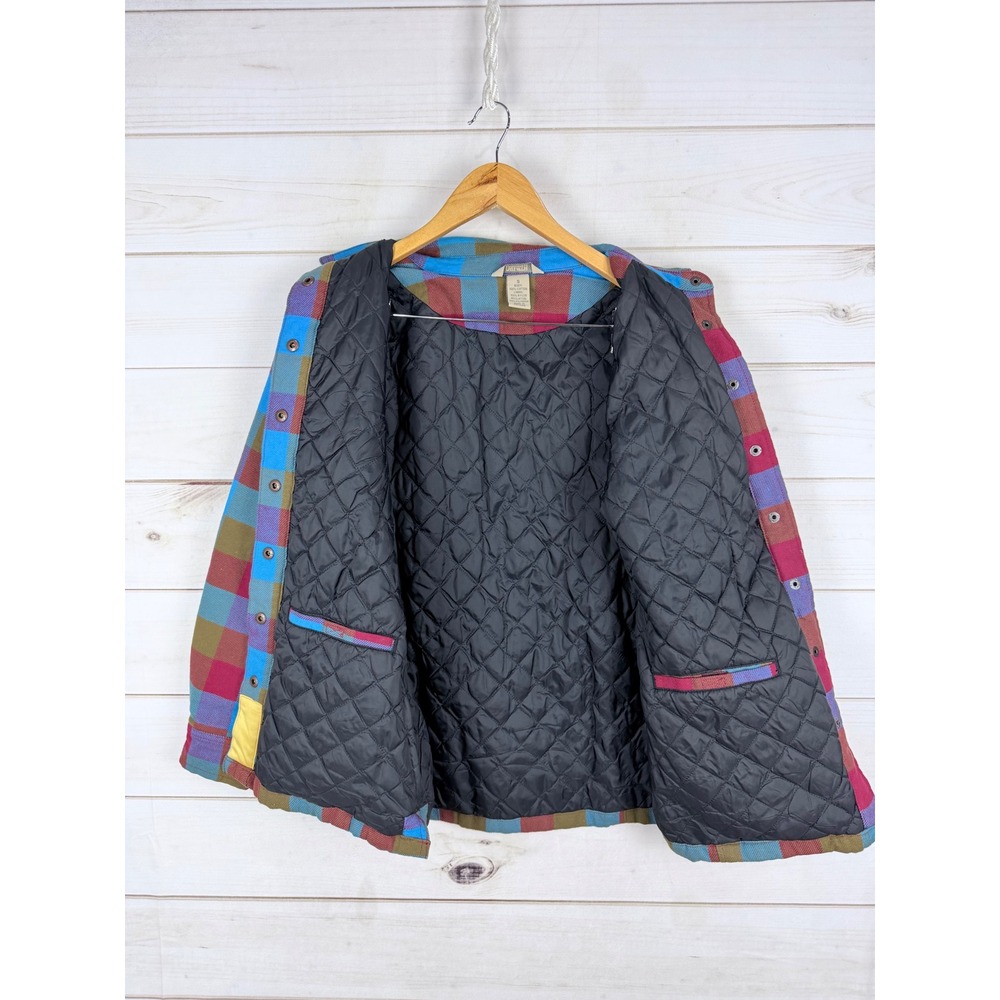 Duluth Trading Shacket Women Small Flapjack Flannel Shirt Snaps Quilt Lined - Picture 3 of 7